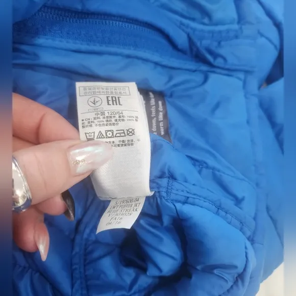 [ GAP KIDS] boys size Small,  blue zip up hooded prima loft down coat.