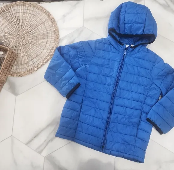 [ GAP KIDS] boys size Small,  blue zip up hooded prima loft down coat.