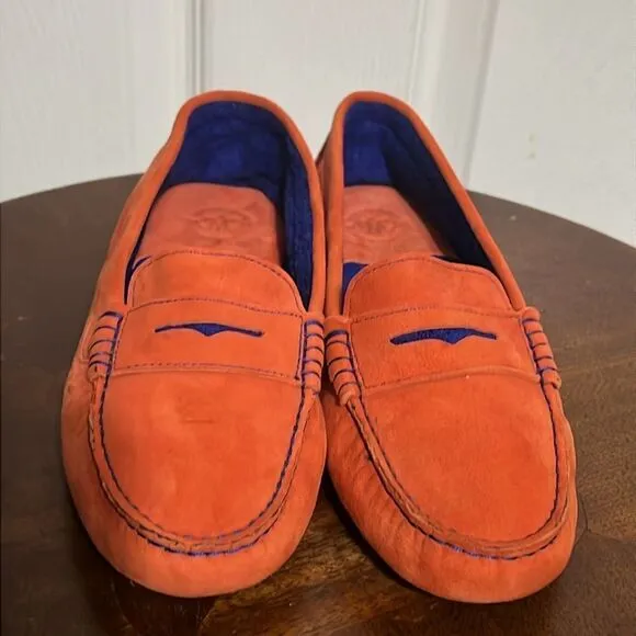 🔥 Johnston &amp; Murphy Womens Orange Slip On Loafer Driving Shoes Sz 6.5 - PERFECT