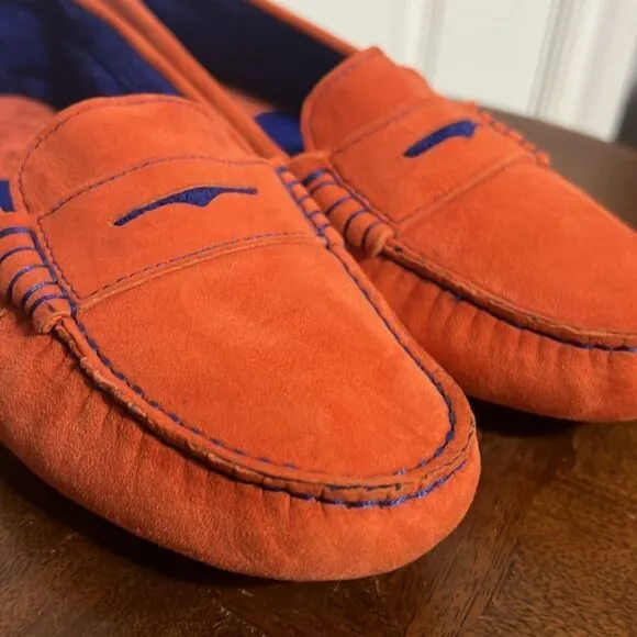🔥 Johnston &amp; Murphy Womens Orange Slip On Loafer Driving Shoes Sz 6.5 - PERFECT