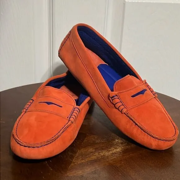 🔥 Johnston &amp; Murphy Womens Orange Slip On Loafer Driving Shoes Sz 6.5 - PERFECT