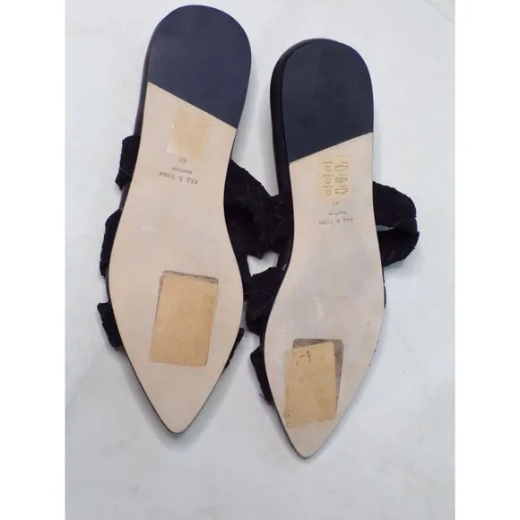 🆕 RAG &amp; BONE Lewis Pointed Toe Woven Leather Slide Sandal Shoes 10.5 Black