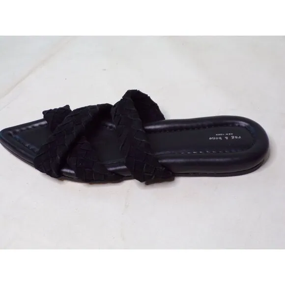 🆕 RAG &amp; BONE Lewis Pointed Toe Woven Leather Slide Sandal Shoes 10.5 Black