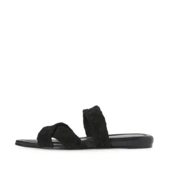 🆕 RAG &amp; BONE Lewis Pointed Toe Woven Leather Slide Sandal Shoes 10.5 Black