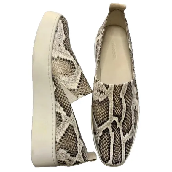 🆕 Vince Saxon 2 Snakeskin Leather Platform Slip On Sneakers Size 9