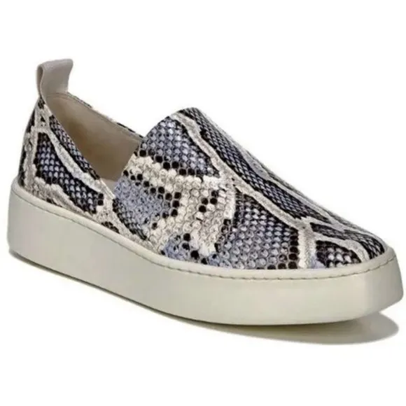 🆕 Vince Saxon 2 Snakeskin Leather Platform Slip On Sneakers Size 9