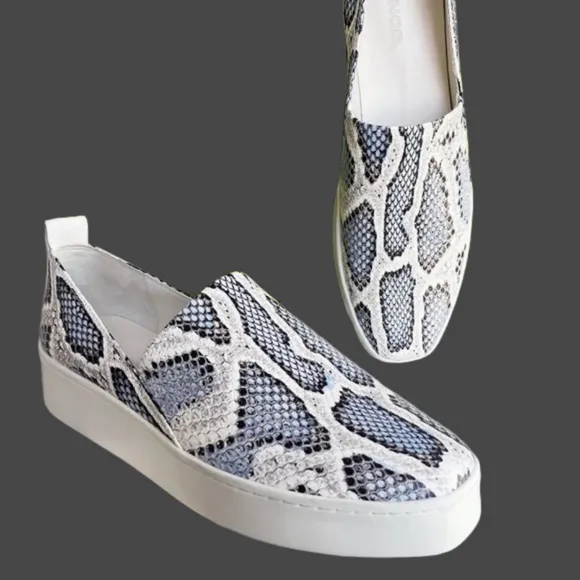 🆕 Vince Saxon 2 Snakeskin Leather Platform Slip On Sneakers Size 9