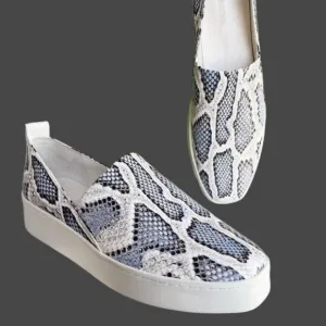 🆕 Vince Saxon 2 Snakeskin Leather Platform Slip On Sneakers Size 9