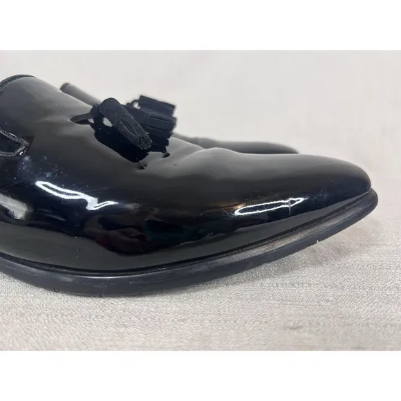 10.5 Men's Stacy Adams Phoenix Tassel Slip On Tuxedo Shoes Black Patent Leather
