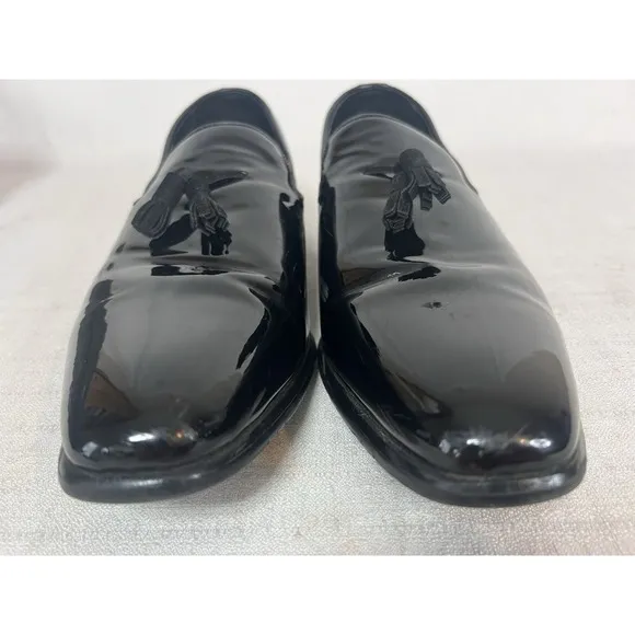 10.5 Men's Stacy Adams Phoenix Tassel Slip On Tuxedo Shoes Black Patent Leather