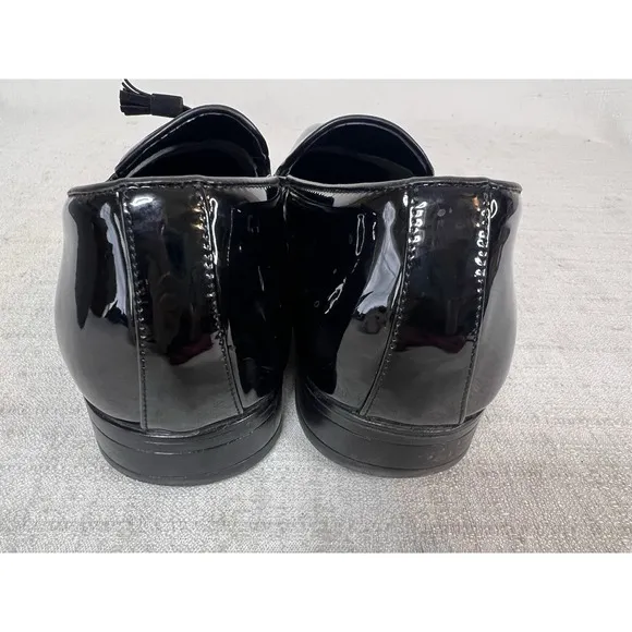 10.5 Men's Stacy Adams Phoenix Tassel Slip On Tuxedo Shoes Black Patent Leather
