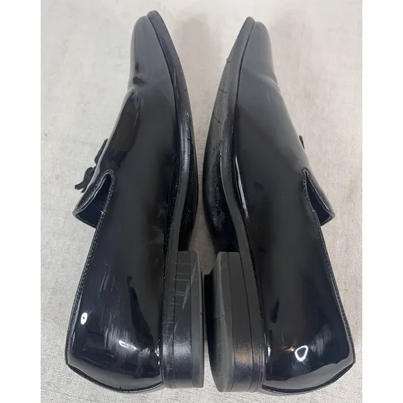 10.5 Men's Stacy Adams Phoenix Tassel Slip On Tuxedo Shoes Black Patent Leather