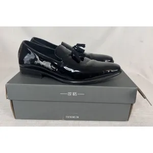 10.5 Men's Stacy Adams Phoenix Tassel Slip On Tuxedo Shoes Black Patent Leather