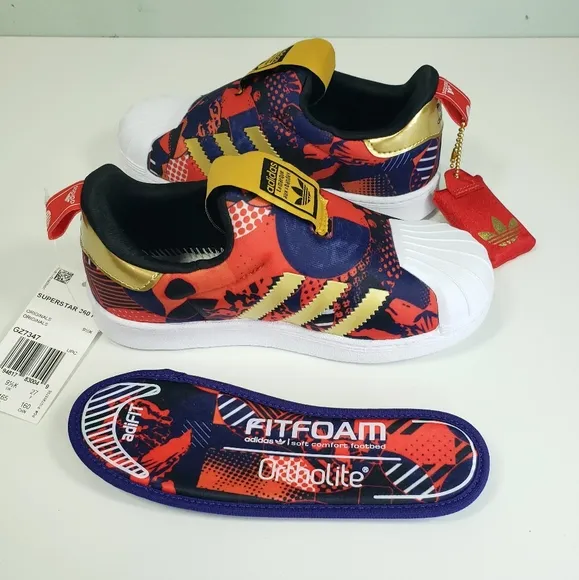 10K Adidas Superstar 360 GZ7347 RARE Unisex Kids Toddler Multi Slip On Sneakers