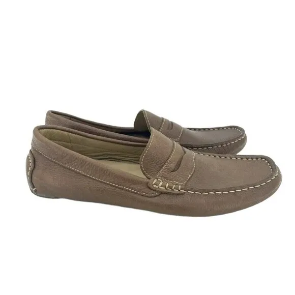 1901 Men's Loafer Shoes Brown Leather Driving Slip On Shoes SZ 8