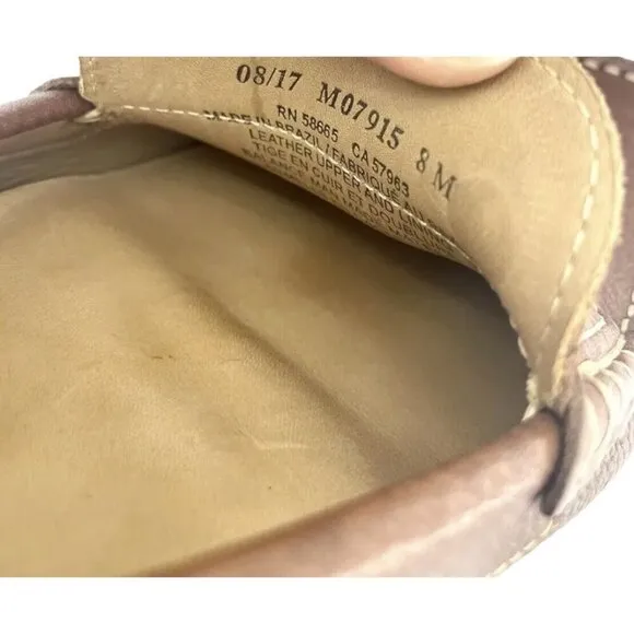 1901 Men's Loafer Shoes Brown Leather Driving Slip On Shoes SZ 8