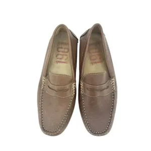 1901 Men's Loafer Shoes Brown Leather Driving Slip On Shoes SZ 8