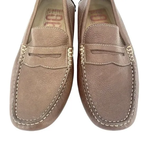 1901 Men's Loafer Shoes Brown Leather Driving Slip On Shoes SZ 8