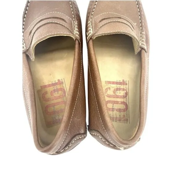 1901 Men's Loafer Shoes Brown Leather Driving Slip On Shoes SZ 8