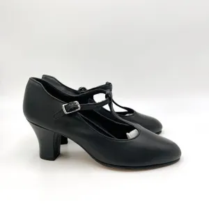 4.5W 4.5 WIDE Capezio 700 Big Girls Kids Black Leather T-Strap Tap Dance Shoes