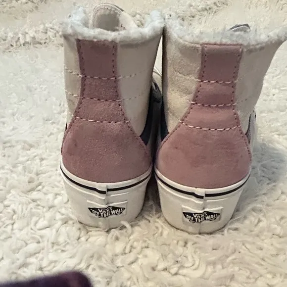 $50 sale VANS Sk8-Hi Tapered Platform Sherpa Multi Suede 5.5 Y Sneakers VN0A7Q5…