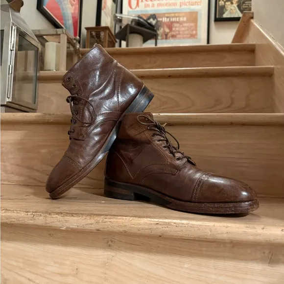 82% ⬇️ Retail - Officine Creative 7-Eyelet Brown Leather Boots - Mens 10US/43EU.