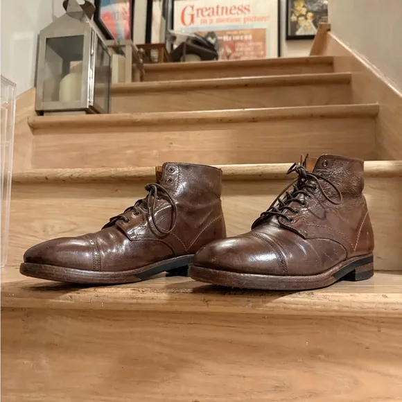 82% ⬇️ Retail - Officine Creative 7-Eyelet Brown Leather Boots - Mens 10US/43EU.