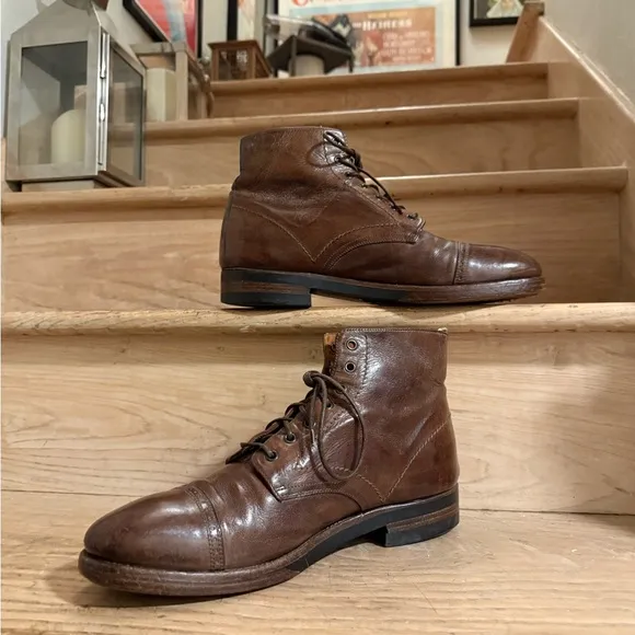 82% ⬇️ Retail - Officine Creative 7-Eyelet Brown Leather Boots - Mens 10US/43EU.