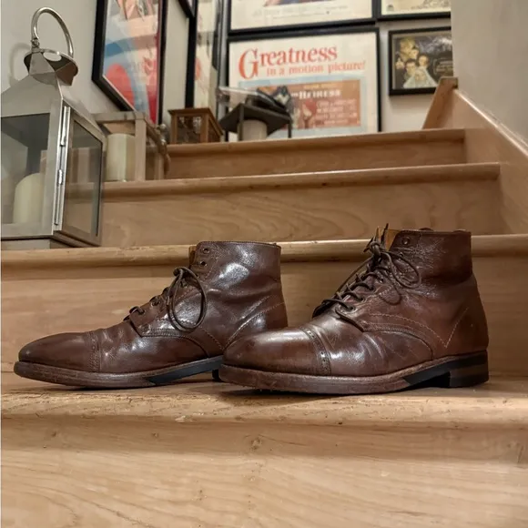 82% ⬇️ Retail - Officine Creative 7-Eyelet Brown Leather Boots - Mens 10US/43EU.