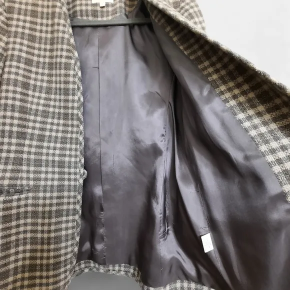 90s BROOKS BROTHERS Oversized Womens Wool Blazer Vintage Plaid Checked 8