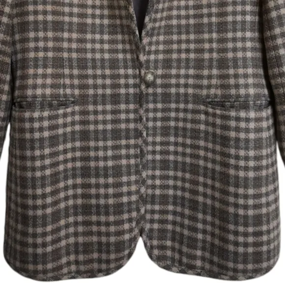 90s BROOKS BROTHERS Oversized Womens Wool Blazer Vintage Plaid Checked 8