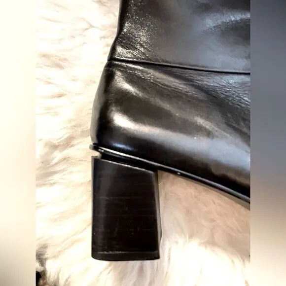 90s Etienne Aigner Impact Ankle Boots Square Toe Black Leather 8.5 N