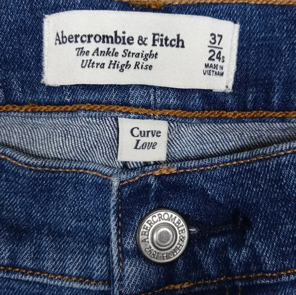 Abercrombie &amp; Fitch Curve Love Ultra High-Rise Ankle Straight Jean Size 37/24S …