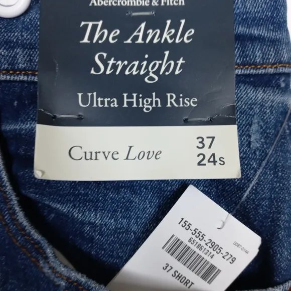 Abercrombie &amp; Fitch Curve Love Ultra High-Rise Ankle Straight Jean Size 37/24S …