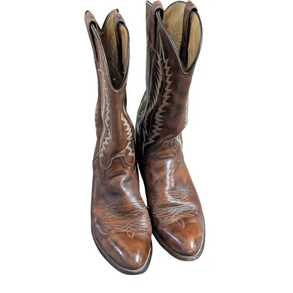 Abilene Men's Made In The USA Brown Full Leather Cowboy Boots Size 10