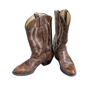 Abilene Men's Made In The USA Brown Full Leather Cowboy Boots Size 10
