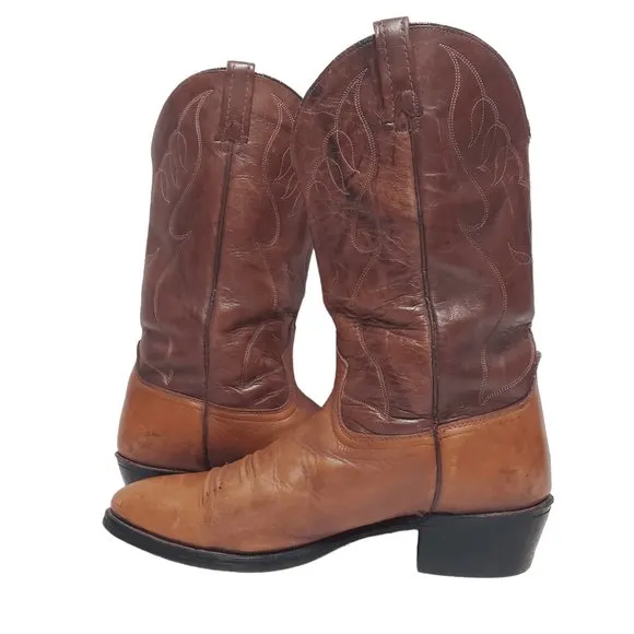 ACME Cowboy Boots Mens 12D Brown Leather Round Toe Western USA Made