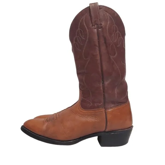 ACME Cowboy Boots Mens 12D Brown Leather Round Toe Western USA Made