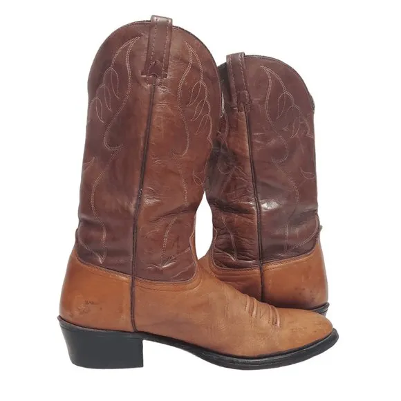 ACME Cowboy Boots Mens 12D Brown Leather Round Toe Western USA Made