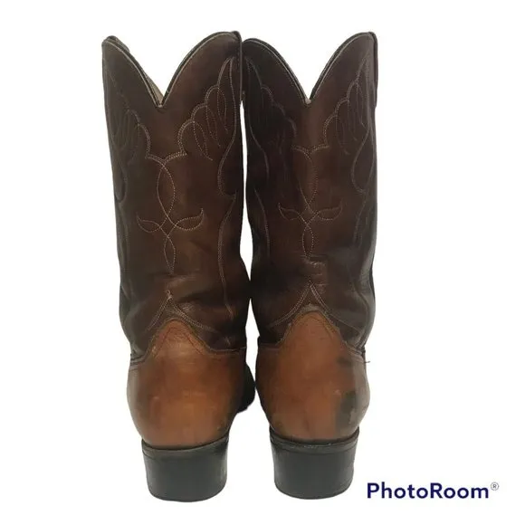 ACME Cowboy Boots Mens 12D Brown Leather Round Toe Western USA Made