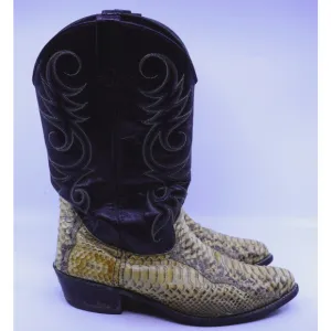 Acme Cowboy Boots Python Snake Skin Leather Men’s 11 EW Western Black Tan Wide