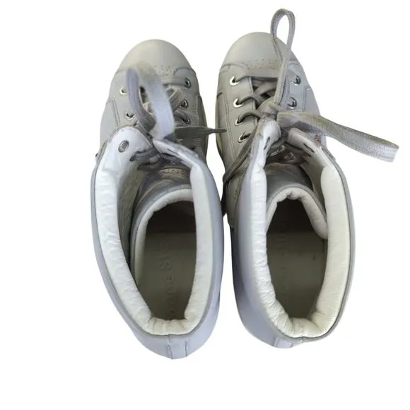 Acne Studios Feliks High Top Sneakers Gray Wedge Platform Leather Women's 38 8
