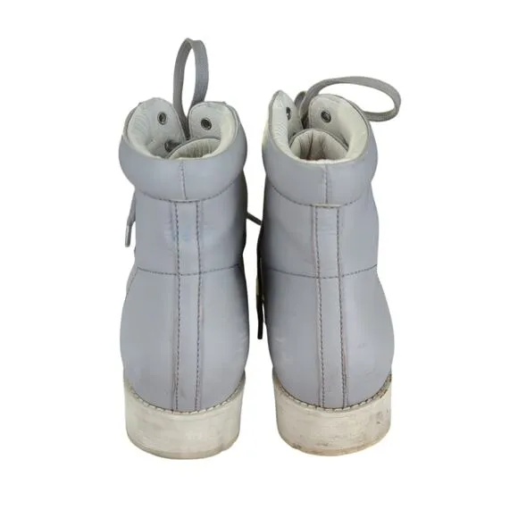 Acne Studios Feliks High Top Sneakers Gray Wedge Platform Leather Women's 38 8