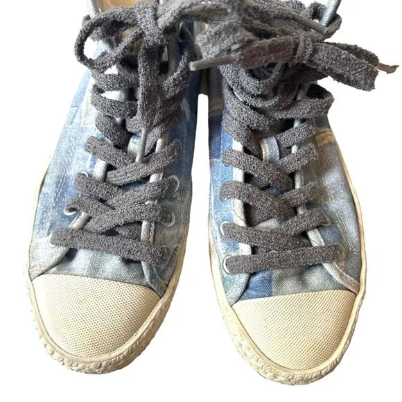 Acne Studios HIGH TOP SNEAKERS Patchwork Blue Pattern SZ41 EU= 9.5 US EUC