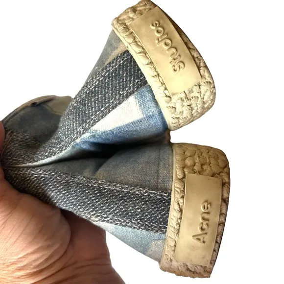 Acne Studios HIGH TOP SNEAKERS Patchwork Blue Pattern SZ41 EU= 9.5 US EUC