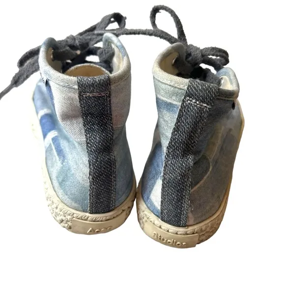 Acne Studios HIGH TOP SNEAKERS Patchwork Blue Pattern SZ41 EU= 9.5 US EUC