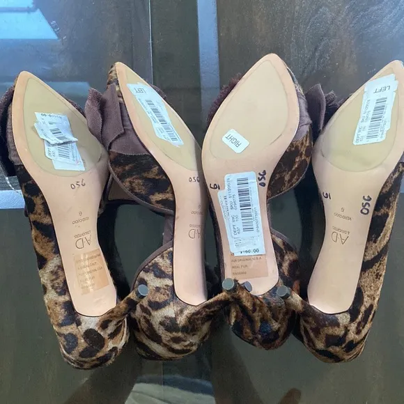 AD &amp; DAUGHTERS Cavielle Leopard Print Haircalf Bow Detail d'Orsay