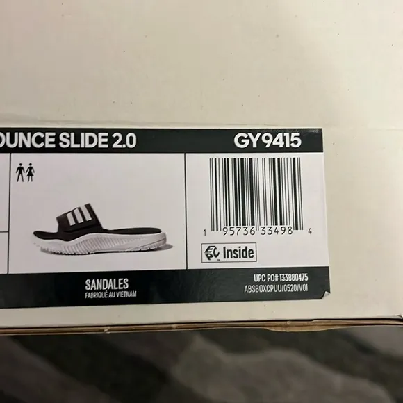 Adidas Alphabounce 2.0 Slides Sandals Shoes GY9415 new black white Mens Size 13