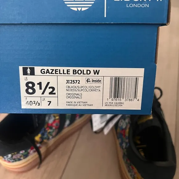 Adidas Black and Tan Gazelle Sneakers with Platform Sole