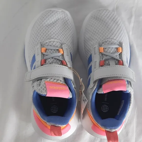 Adidas Cloudfoam Racer TR21 Little Kids Shoes Size 12.5  Grey Gray Blue Pink NEW